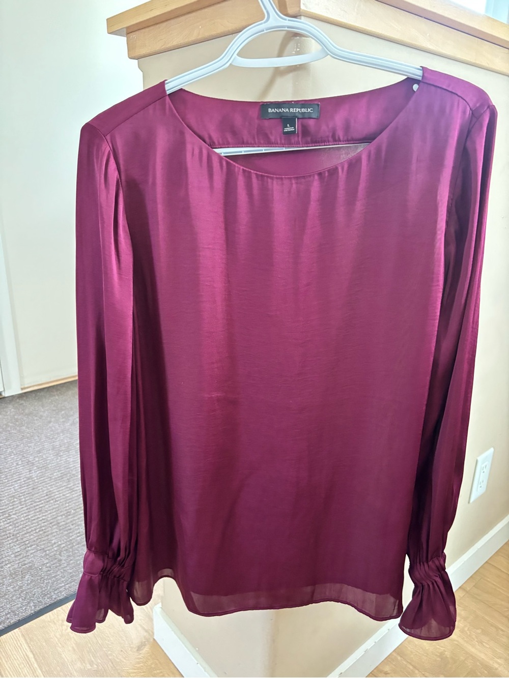 Banana Republic Women's Long-Sleeve Satin Blouse - Plum